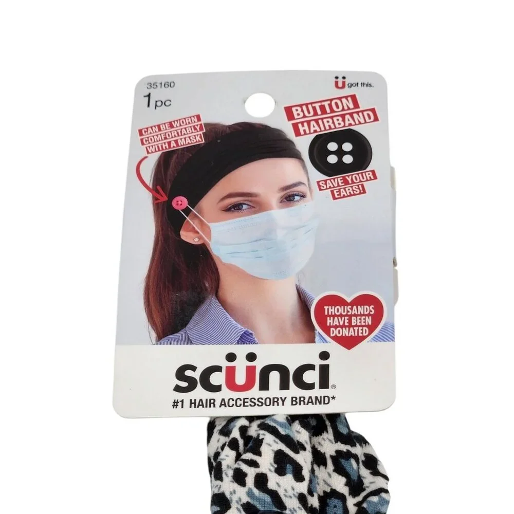 Scunci Deep Teal Fabric Hair Headband and Button Hairband Set‎ Jewels